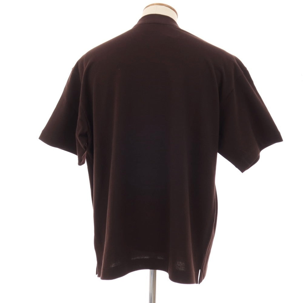 【中古】ラコステ LACOSTE コットン系 鹿の子 クルーネック 半袖Ｔシャツ ダークブラウン【サイズ4】【 状態ランクA 】【 メンズ 】