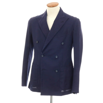 【中古】タリアトーレ TAGLIATORE ウール ホップサック ダブル6B テーラードジャケット ネイビー【サイズ46】【 状態ランクD 】【 メンズ 】