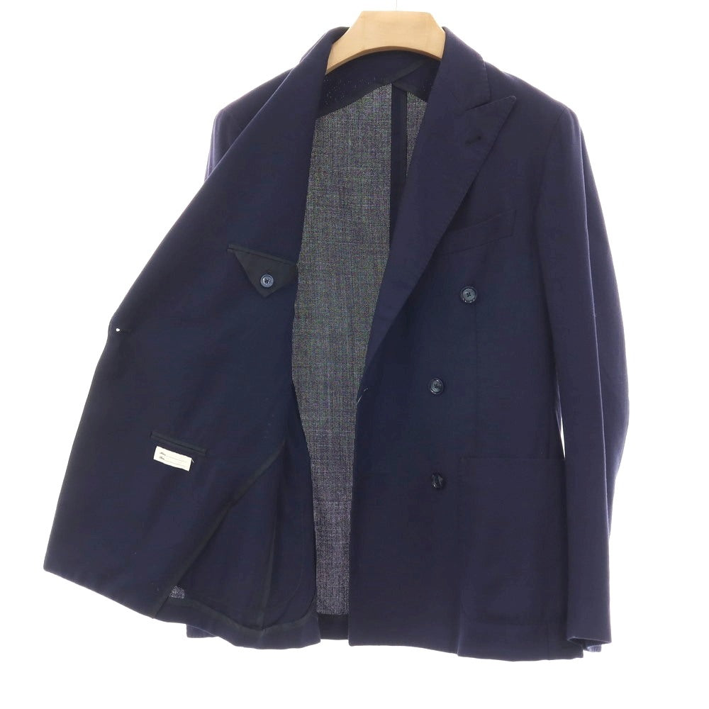 【中古】タリアトーレ TAGLIATORE ウール ホップサック ダブル6B テーラードジャケット ネイビー【サイズ46】【 状態ランクD 】【 メンズ 】