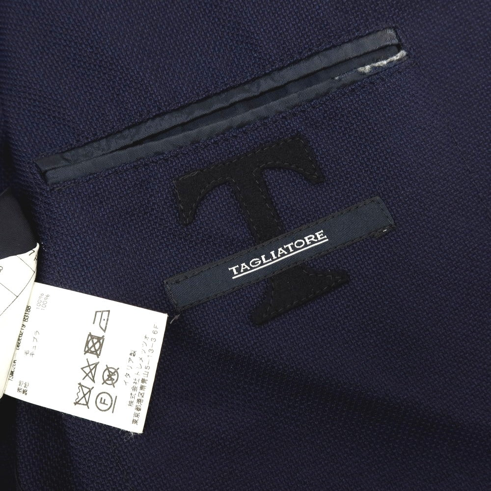 【中古】タリアトーレ TAGLIATORE ウール ホップサック ダブル6B テーラードジャケット ネイビー【サイズ46】【 状態ランクD 】【 メンズ 】