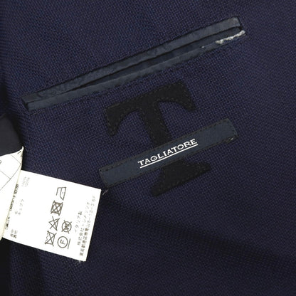 【中古】タリアトーレ TAGLIATORE ウール ホップサック ダブル6B テーラードジャケット ネイビー【サイズ46】【 状態ランクD 】【 メンズ 】