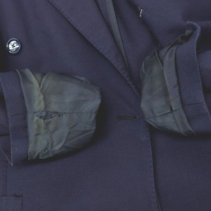 【中古】タリアトーレ TAGLIATORE ウール ホップサック ダブル6B テーラードジャケット ネイビー【サイズ46】【 状態ランクD 】【 メンズ 】