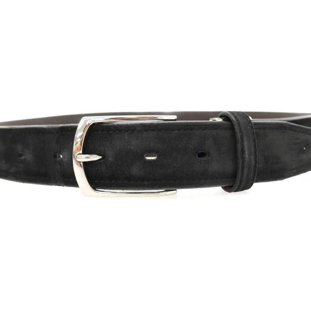 【中古】タケオキクチ TAKEO KIKUCHI ヌバック レザー ベルト ブラックxシルバー【 サイズ表記なし（約89cm位） 】【 状態ランクC 】【 メンズ 】 [APD]