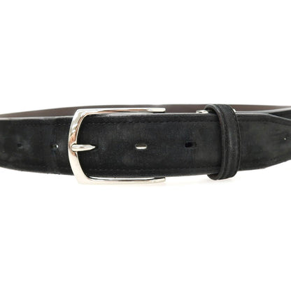 【中古】タケオキクチ TAKEO KIKUCHI ヌバック レザー ベルト ブラックxシルバー【サイズ表記なし（約89cm位）】【 状態ランクC 】【 メンズ 】