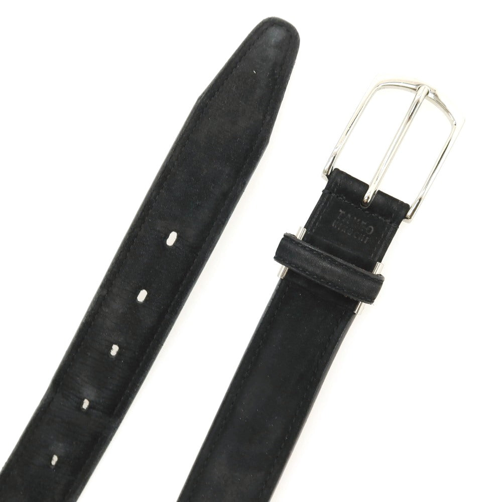 【中古】タケオキクチ TAKEO KIKUCHI ヌバック レザー ベルト ブラックxシルバー【 サイズ表記なし（約89cm位） 】【 状態ランクC 】【 メンズ 】 [APD]