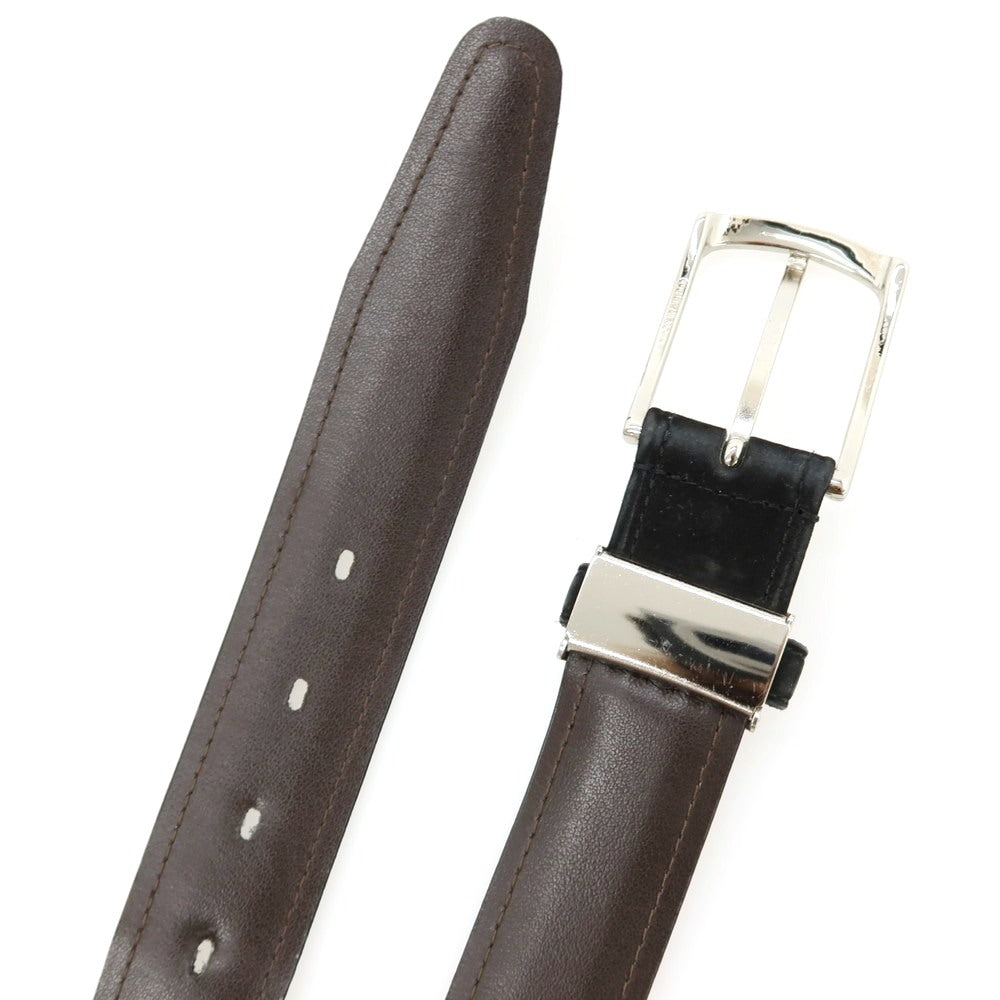 【中古】タケオキクチ TAKEO KIKUCHI ヌバック レザー ベルト ブラックxシルバー【 サイズ表記なし（約89cm位） 】【 状態ランクC 】【 メンズ 】 [APD]