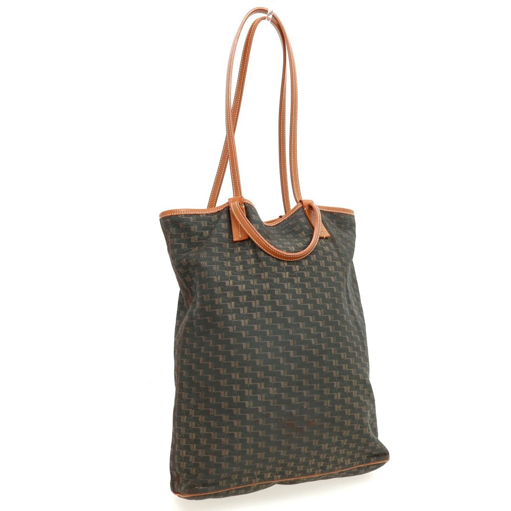 【中古】モワナ MOYNAT キャンバス系 レザー トートバッグ ダークグリーンxライトブラウン【 状態ランクD 】【 ユニセックス 】