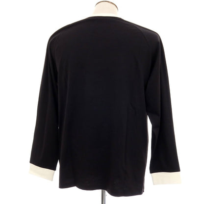 【中古】アディダス adidas コットン スリーストライプス クルーネック 長袖Ｔシャツ ブラック【サイズ2XL】【 状態ランクA 】【 メンズ 】