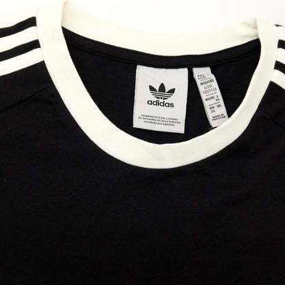 【中古】アディダス adidas コットン スリーストライプス クルーネック 長袖Ｔシャツ ブラック【サイズ2XL】【 状態ランクA 】【 メンズ 】