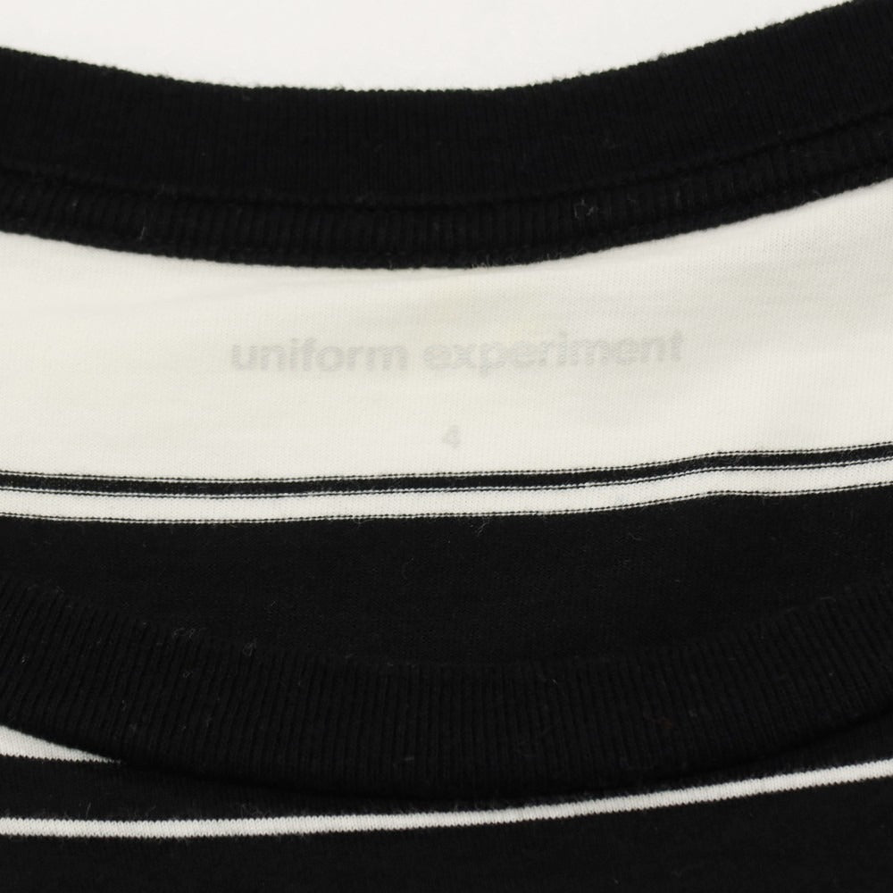 【中古】ユニフォームエクスペリメント uniform experiment コットン ボーダー クルーネック 半袖Ｔシャツ ブラックxホワイト【サイズ4】【 状態ランクB 】【 メンズ 】
