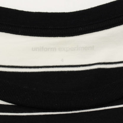 【中古】ユニフォームエクスペリメント uniform experiment コットン ボーダー クルーネック 半袖Ｔシャツ ブラックxホワイト【サイズ4】【 状態ランクB 】【 メンズ 】