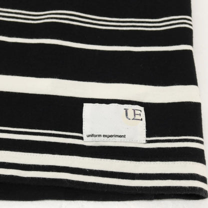 【中古】ユニフォームエクスペリメント uniform experiment コットン ボーダー クルーネック 半袖Ｔシャツ ブラックxホワイト【サイズ4】【 状態ランクB 】【 メンズ 】
