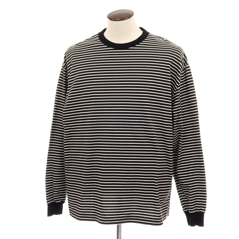 【中古】ユニフォームエクスペリメント uniform experiment コットン ボーダー クルーネック 長袖Ｔシャツ ブラックxホワイト【サイズXL】【 状態ランクB 】【 メンズ 】