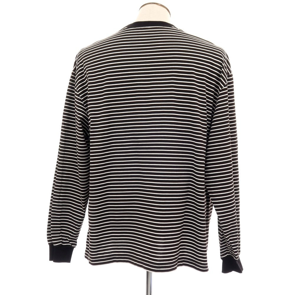 【中古】ユニフォームエクスペリメント uniform experiment コットン ボーダー クルーネック 長袖Ｔシャツ ブラックxホワイト【サイズXL】【 状態ランクB 】【 メンズ 】