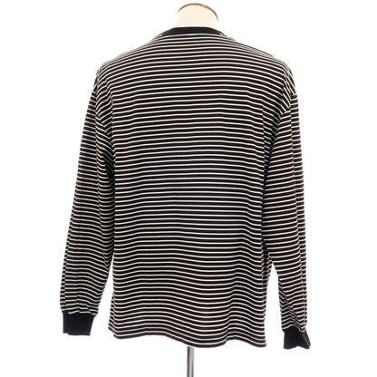 【中古】ユニフォームエクスペリメント uniform experiment コットン ボーダー クルーネック 長袖Ｔシャツ ブラックxホワイト【サイズXL】【 状態ランクB 】【 メンズ 】