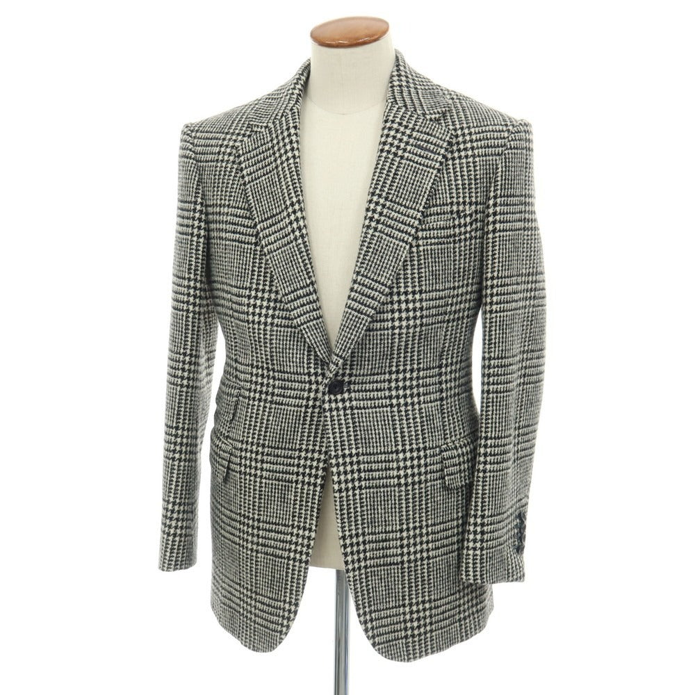【中古】フミヤ ヒラノ ザ トラウザーズ Fumiya Hirano THE TROUSERS ウール グレンチェック 1B テーラードジャケット ブラックxホワイト【サイズ38】【 状態ランクA 】【 メンズ 】