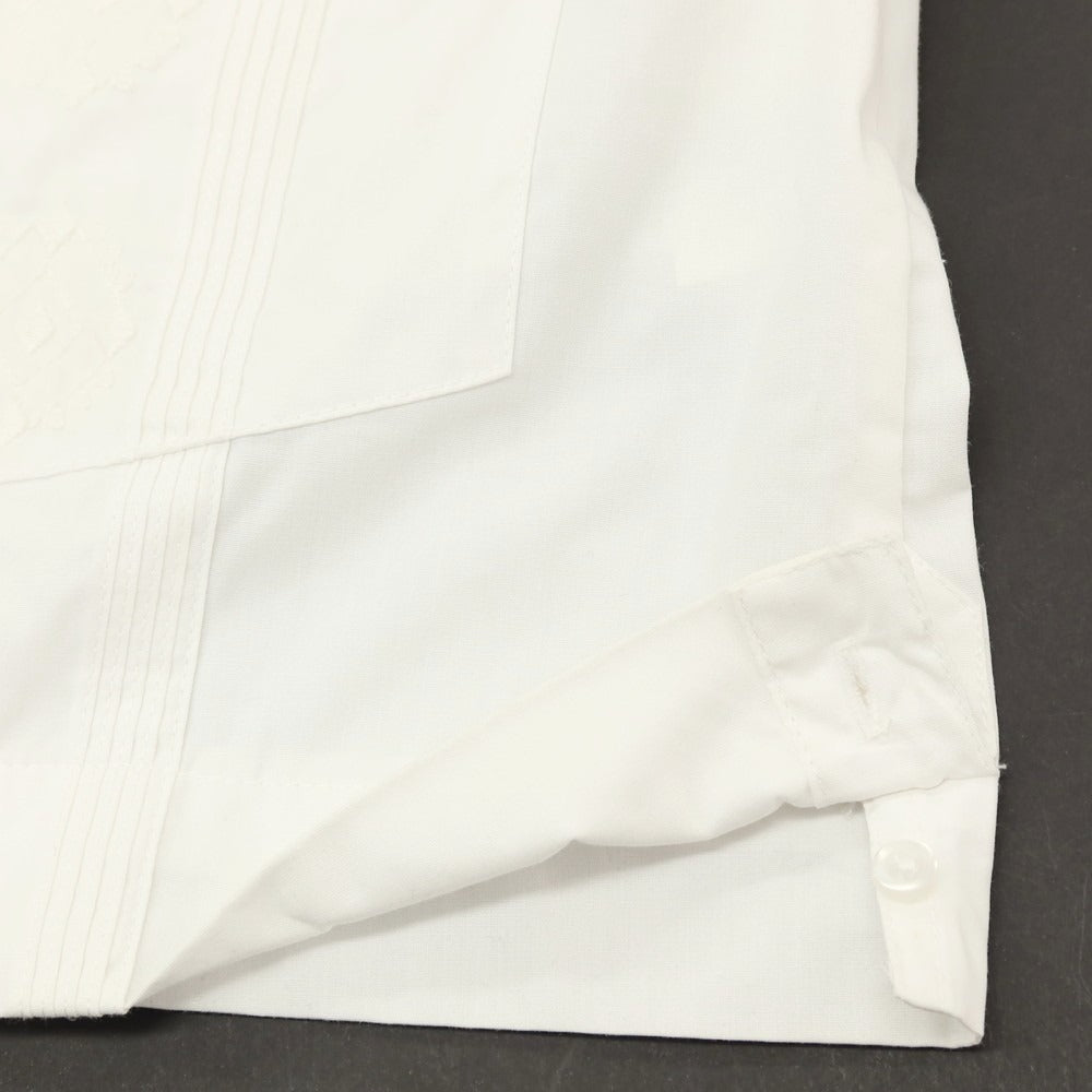 【中古】ハバネラ HAVANERA コットンポリエステル 刺しゅうデザイン オープンカラー 半袖シャツ ホワイト【サイズS】【 状態ランクC 】【 メンズ 】