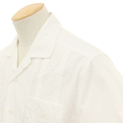 【中古】ハバネラ HAVANERA コットンポリエステル 刺しゅうデザイン オープンカラー 半袖シャツ ホワイト【サイズS】【 状態ランクC 】【 メンズ 】