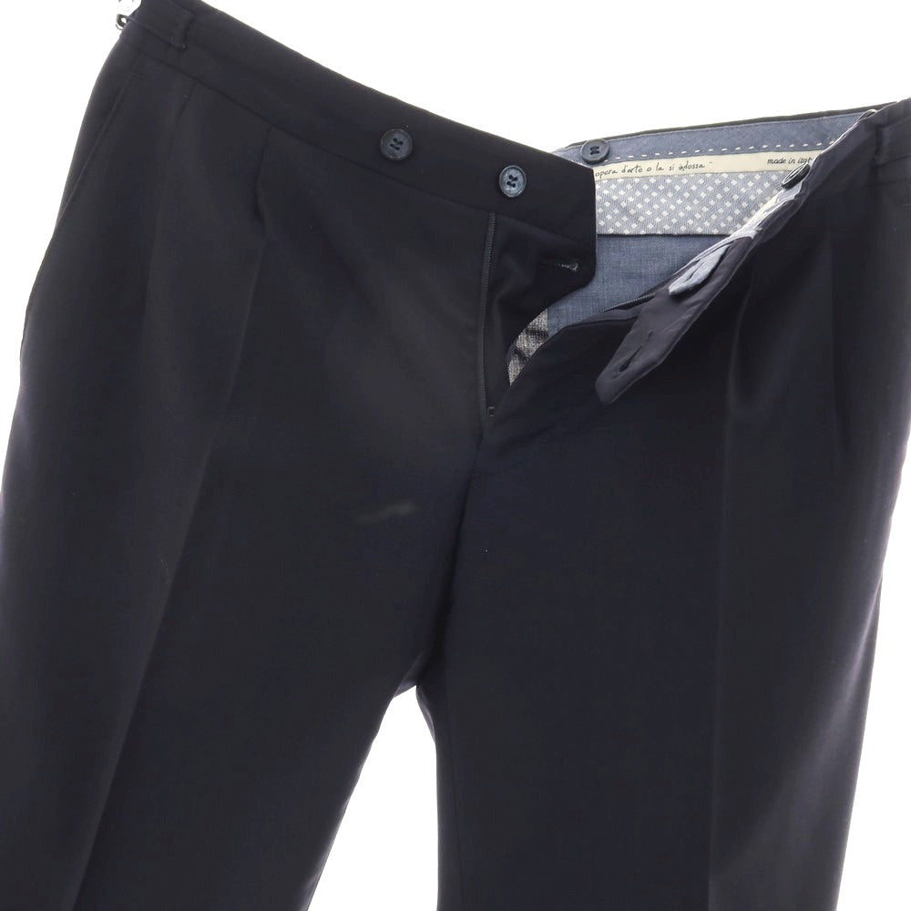【中古】ジェルマーノ GERMANO ストレッチ ポリエステルウール ドレススラックスパンツ ネイビー【サイズ46】【 状態ランクB 】【 メンズ 】