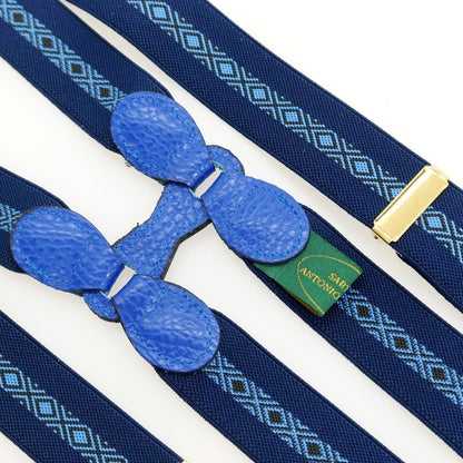 【中古】リベラーノ&amp;リベラーノ LIVERANO&amp;LIVERANO ゴム×レザー サスペンダー ネイビー【 状態ランクA 】【 メンズ 】