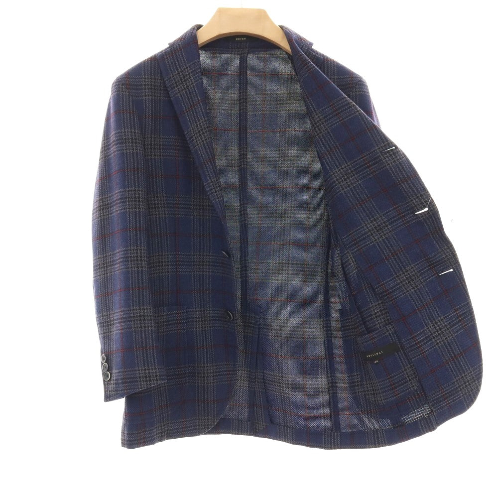 【中古】ボリオリ BOGLIOLI DOVER ウール チェック 3B テーラードジャケット ネイビーxグレー【サイズ44】【 状態ランクC 】【 メンズ 】