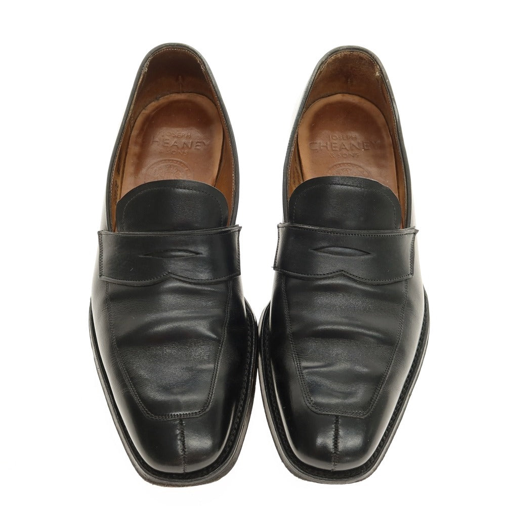 【中古】チーニー CHEANEY カーフ レザー コインローファー ブラック【サイズ6】【 状態ランクC 】【 メンズ 】