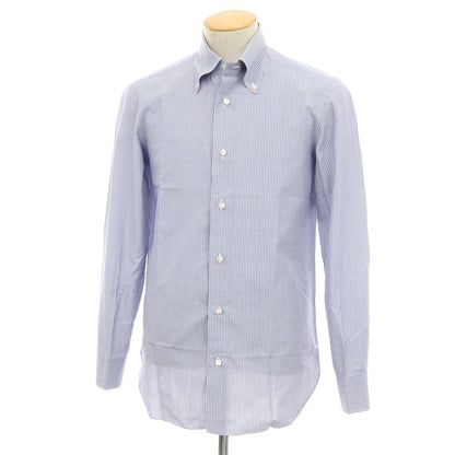 【SALE30%OFF/返品不可】【中古】ルイジ ボレッリ Luigi Borrelli コットン ストライプ ボタンダウン ドレスシャツ ネイビーxホワイト【 サイズ38 】【 状態ランクB 】【 メンズ 】