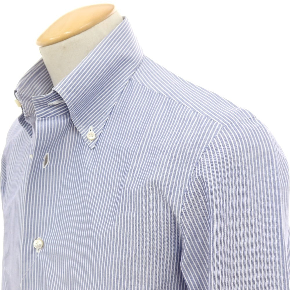 【SALE30%OFF/返品不可】【中古】ルイジ ボレッリ Luigi Borrelli コットン ストライプ ボタンダウン ドレスシャツ ネイビーxホワイト【 サイズ38 】【 状態ランクB 】【 メンズ 】
