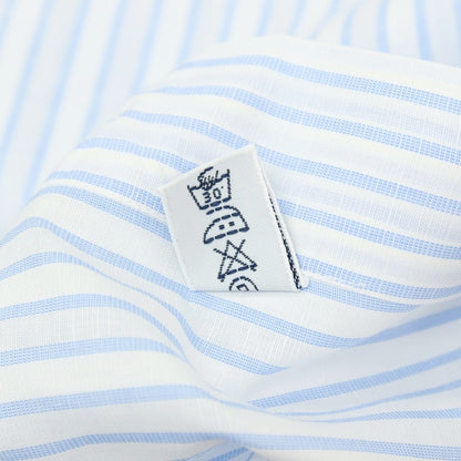【中古】バルバ BARBA コットンリネン ストライプ セミワイドカラー ドレスシャツ ブルーxホワイト【サイズ38】【 状態ランクB 】【 メンズ 】