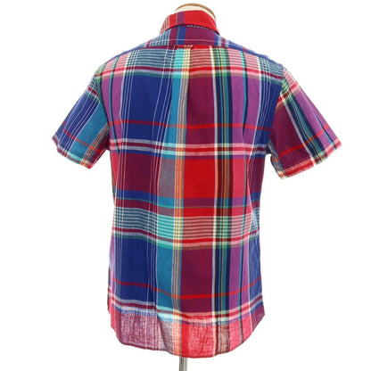 【中古】【未使用】ラルフローレン RALPH LAUREN コットン チェック ボタンダウン 半袖シャツ レッドxネイビー【サイズＭ】【 状態ランクS 】【 メンズ 】