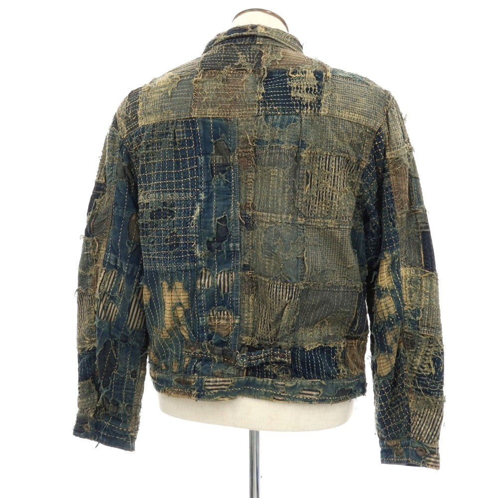 【中古】キャピタル KAPITAL KOUNTRY コットンリネン パッチワーク デニムジャケット ネイビー【サイズ3】【 状態ランクB 】【 メンズ 】