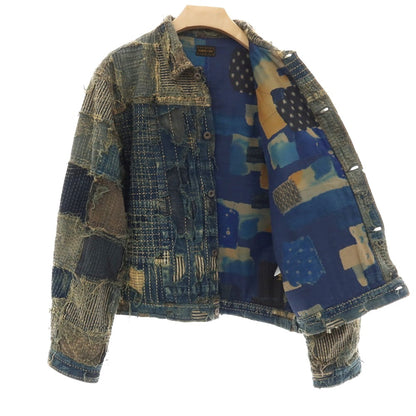 【中古】キャピタル KAPITAL KOUNTRY コットンリネン パッチワーク デニムジャケット ネイビー【サイズ3】【 状態ランクB 】【 メンズ 】