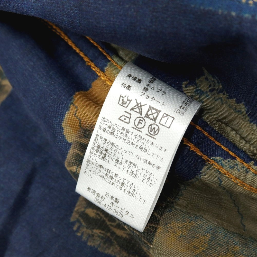 【中古】キャピタル KAPITAL KOUNTRY コットンリネン パッチワーク デニムジャケット ネイビー【サイズ3】【 状態ランクB 】【 メンズ 】