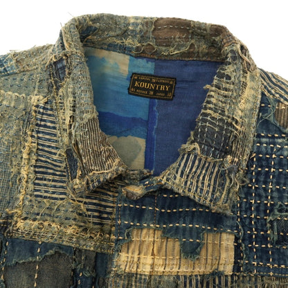 【中古】キャピタル KAPITAL KOUNTRY コットンリネン パッチワーク デニムジャケット ネイビー【サイズ3】【 状態ランクB 】【 メンズ 】