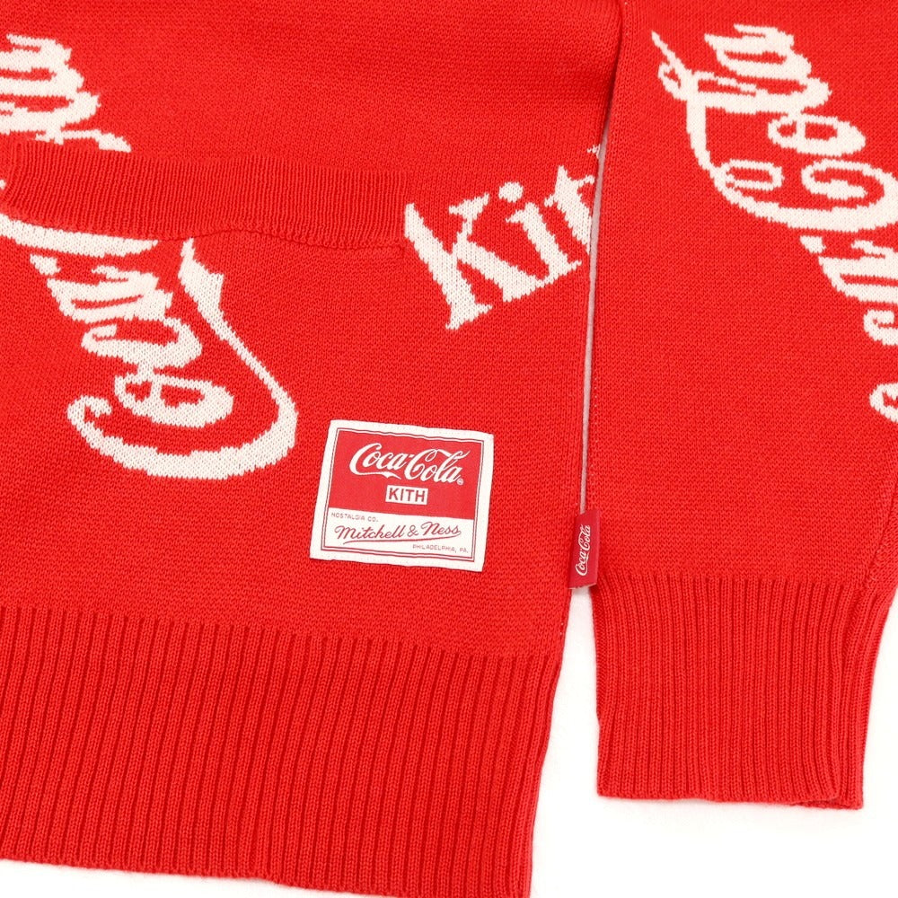 【中古】キス KITH × COCA COLA アクリルウール ジャカード カーディガン レッド【サイズM】【 状態ランクB 】【 メンズ 】