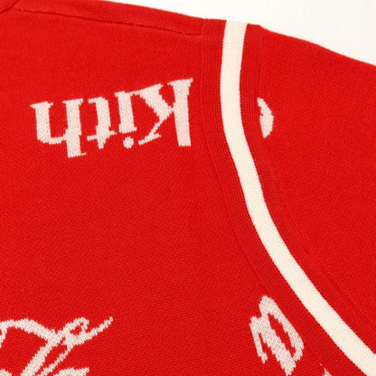 【中古】キス KITH × COCA COLA アクリルウール ジャカード カーディガン レッド【サイズM】【 状態ランクB 】【 メンズ 】