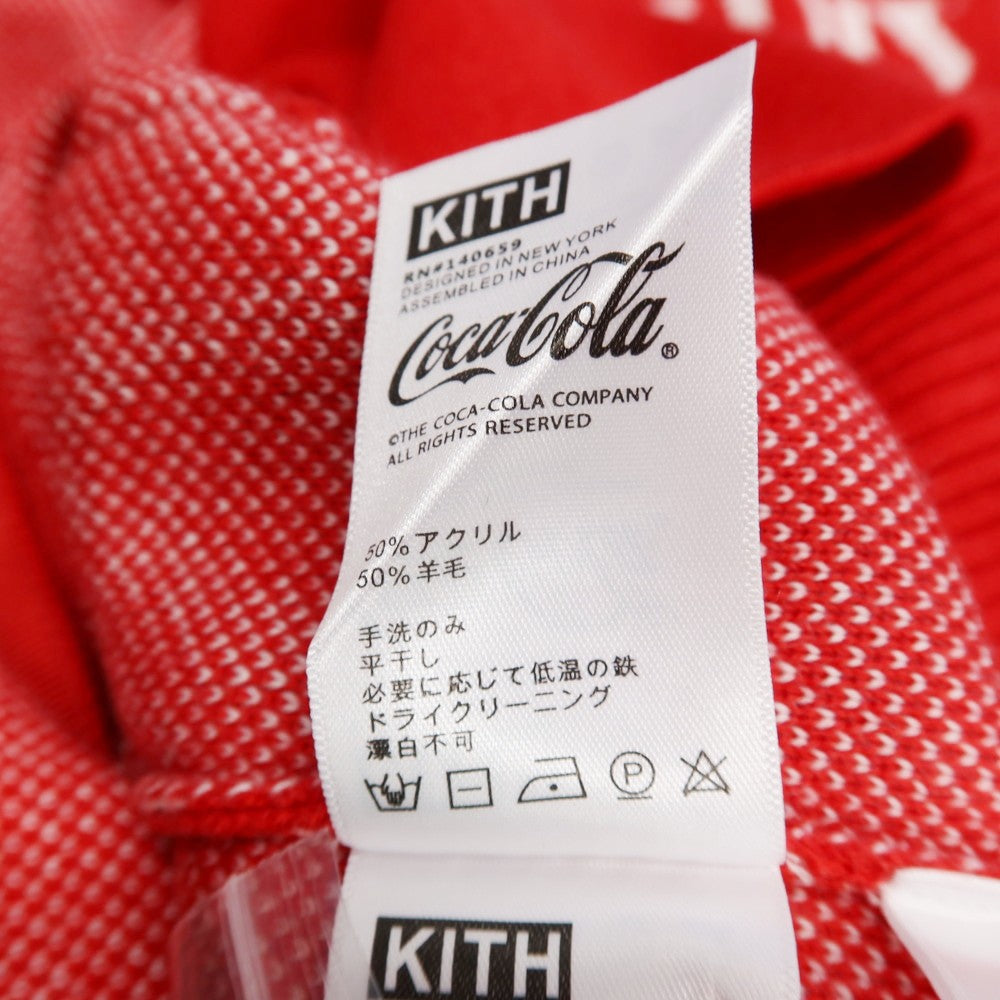 【中古】キス KITH × COCA COLA アクリルウール ジャカード カーディガン レッド【サイズM】【 状態ランクB 】【 メンズ 】