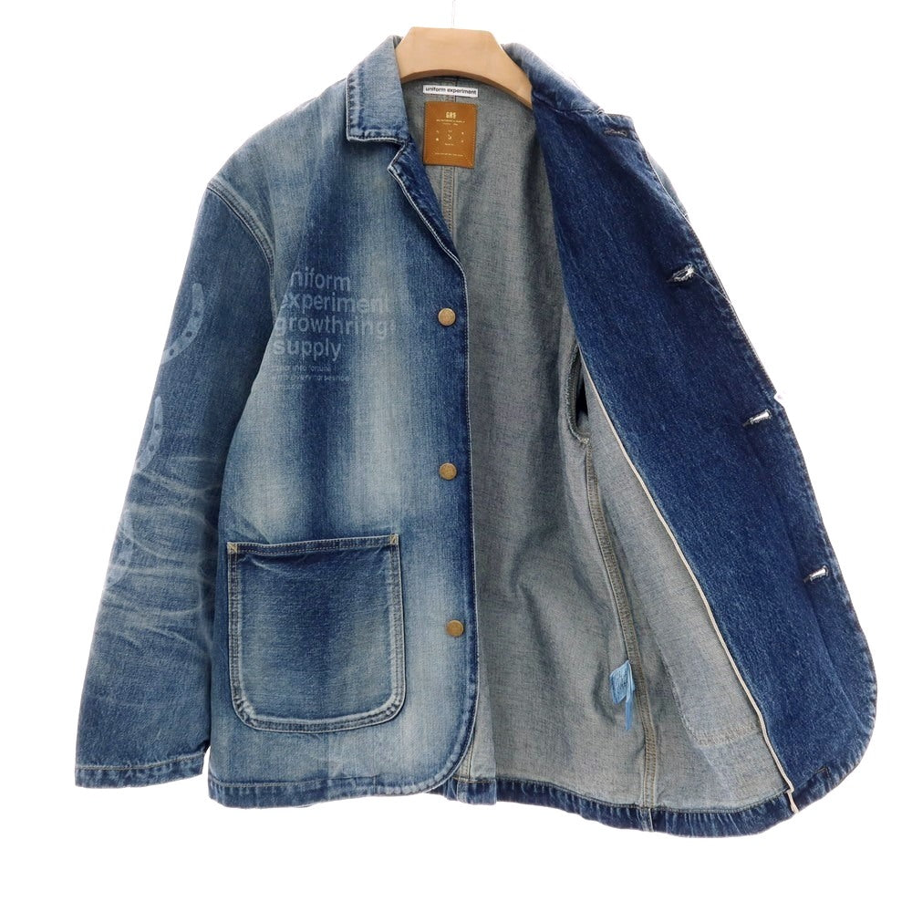【中古】ユニフォームエクスペリメント uniform experiment × GROWTHRING &amp; SUPPLY 2026年春夏 デニムジャケット ブルー【サイズ3】【 状態ランクA 】【 メンズ 】