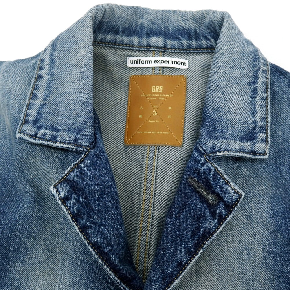 【中古】ユニフォームエクスペリメント uniform experiment × GROWTHRING &amp; SUPPLY 2026年春夏 デニムジャケット ブルー【サイズ3】【 状態ランクA 】【 メンズ 】