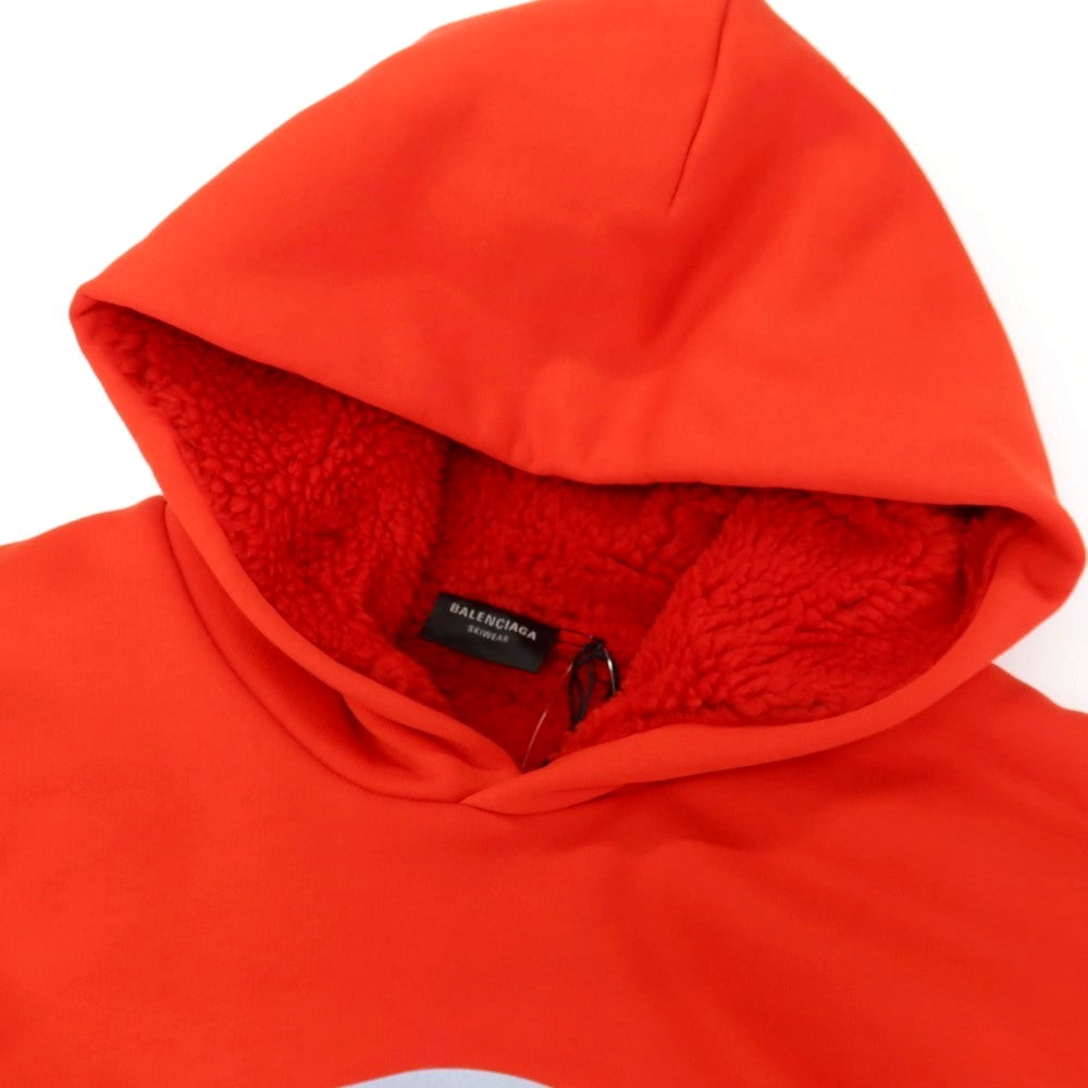 【中古】【未使用】バレンシアガ BALENCIAGA SKIWEAR 内ボア コットン リフレクターロゴ パーカー レッド【サイズ2】【 状態ランクS 】【 メンズ 】