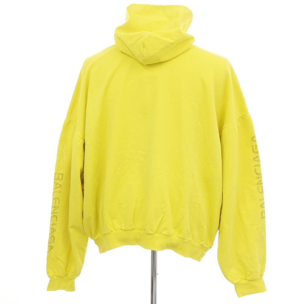 【中古】バレンシアガ BALENCIAGA ダメージ加工 コットン プルオーバー パーカー ライムイエロー【 サイズ3 】【 状態ランクA 】【 メンズ 】 [APD]