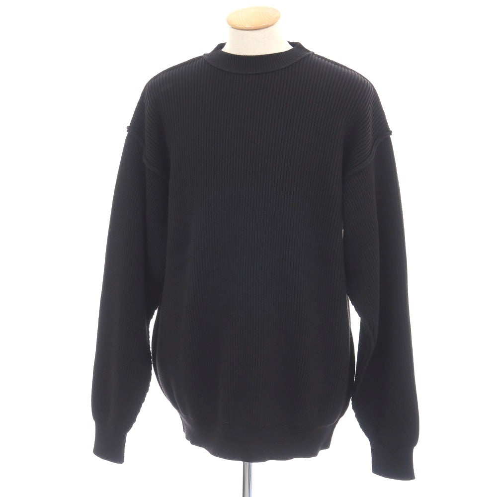 【中古】【未使用】バレンシアガ BALENCIAGA GARDROBE ミドルゲージ リブ編み コットンウール クルーネックニット ブラック【サイズXS】【 状態ランクS 】【 メンズ 】