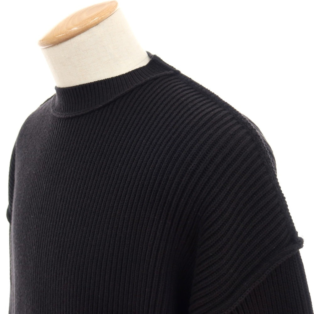 【中古】【未使用】バレンシアガ BALENCIAGA GARDROBE ミドルゲージ リブ編み コットンウール クルーネックニット ブラック【サイズXS】【 状態ランクS 】【 メンズ 】