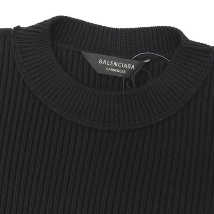 【中古】【未使用】バレンシアガ BALENCIAGA GARDROBE ミドルゲージ リブ編み コットンウール クルーネックニット ブラック【サイズXS】【 状態ランクS 】【 メンズ 】