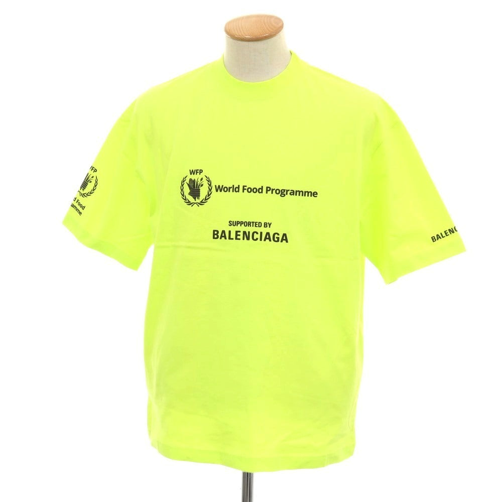 【中古】バレンシアガ BALENCIAGA World Food Programme コットン クルーネック 半袖Ｔシャツ ネオンライム【サイズS】【 状態ランクA 】【 メンズ 】[CPD]