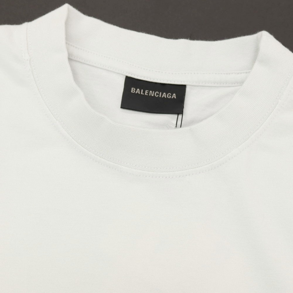 【中古】バレンシアガ BALENCIAGA ダメージ加工 World Food Programme コットン クルーネック 半袖Ｔシャツ ライトブルーグレー【サイズS】【 状態ランクA 】【 メンズ 】