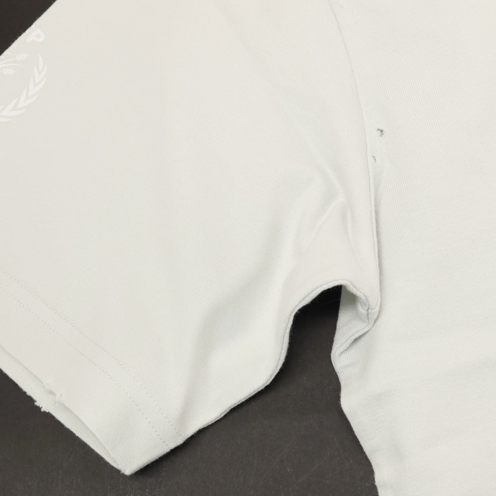 【中古】バレンシアガ BALENCIAGA ダメージ加工 World Food Programme コットン クルーネック 半袖Ｔシャツ ライトブルーグレー【サイズS】【 状態ランクA 】【 メンズ 】