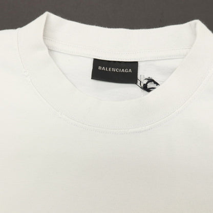 【中古】バレンシアガ BALENCIAGA ダメージ加工 World Food Programme コットン クルーネック 半袖Ｔシャツ ライトブルーグレー【サイズXS】【 状態ランクA 】【 メンズ 】