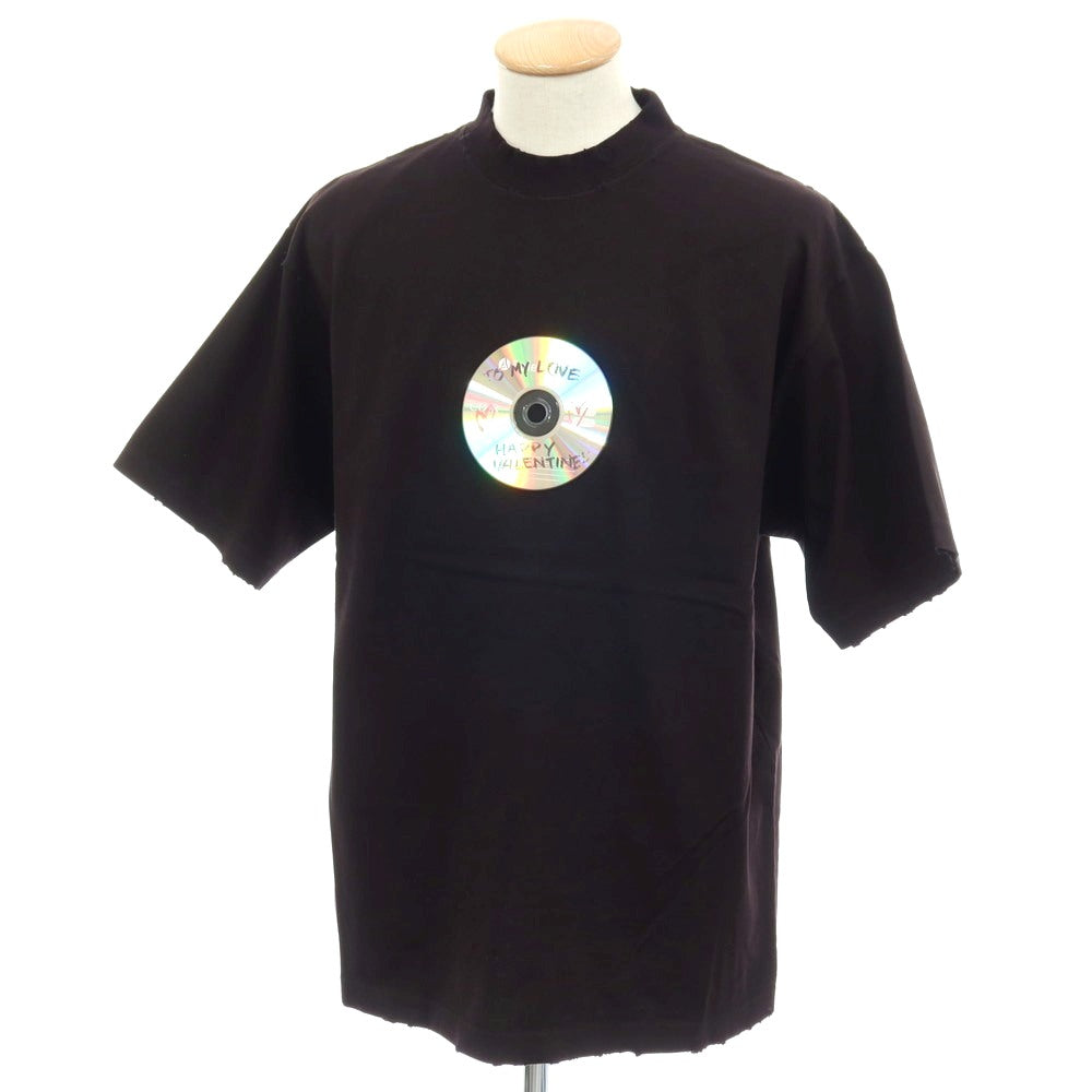 【中古】バレンシアガ BALENCIAGA ダメージ加工 コットン CD 半袖Ｔシャツ ブラック【サイズS】【 状態ランクA 】【 メンズ 】[CPD]