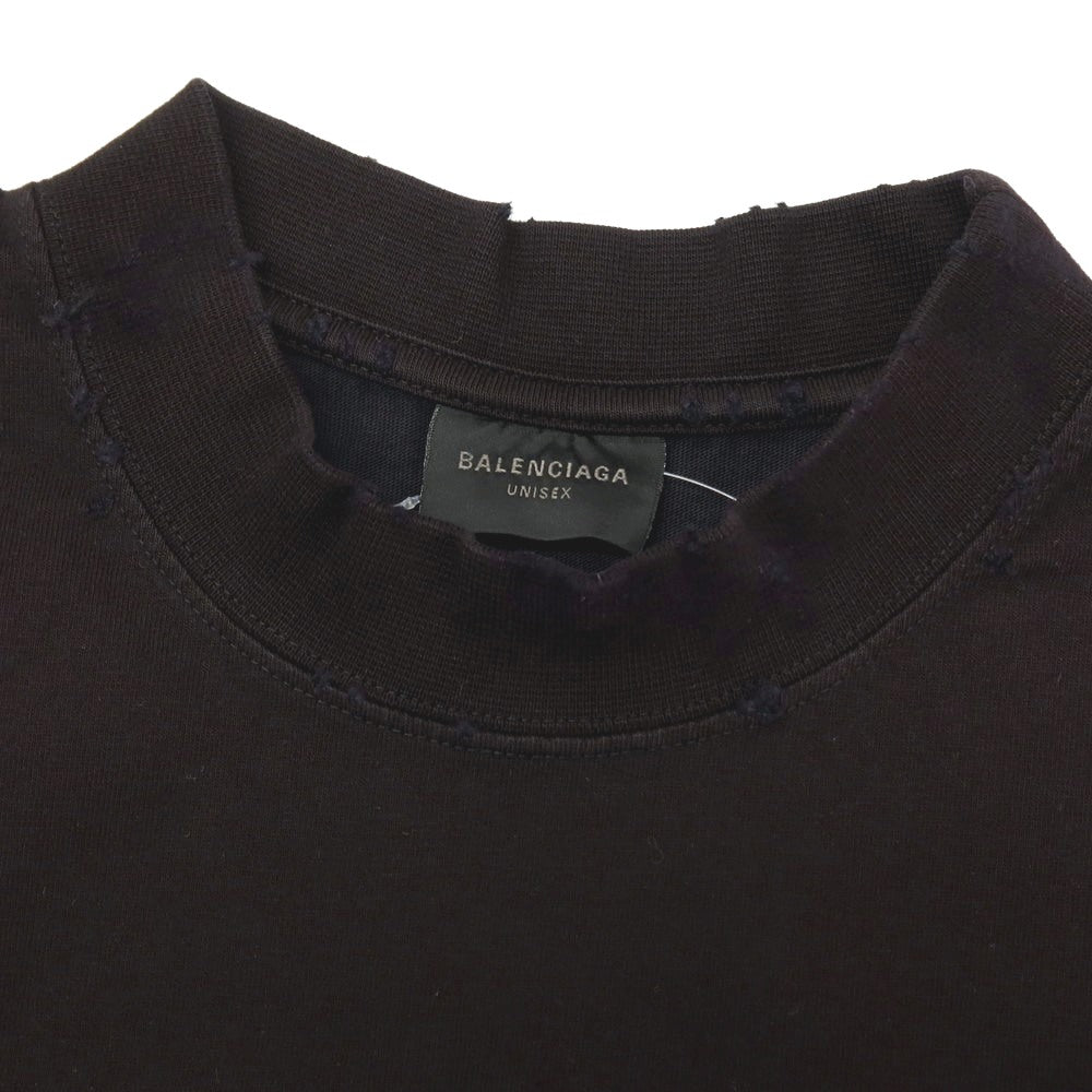 【中古】バレンシアガ BALENCIAGA ダメージ加工 コットン CD 半袖Ｔシャツ ブラック【サイズS】【 状態ランクA 】【 メンズ 】[CPD]